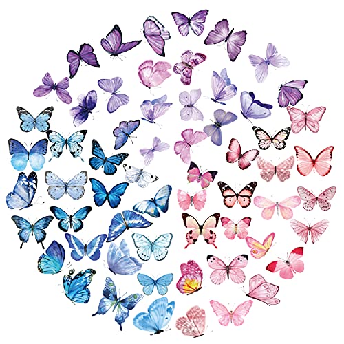 RoserRose 120 StüCk Schmetterling Sticker, Sticker Schmetterling, Schmetterling Aufkleber, Sticker Transparent, Selbstklebende Dekoration Transparentes FüR DIY Fotoalben, Tagebuch, Notizbuch, Kalender von RoserRose