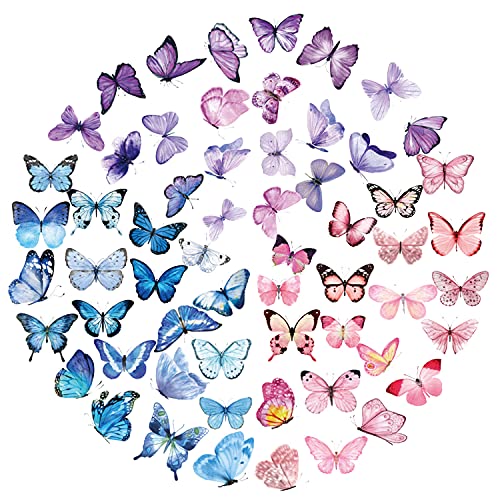 RoserRose 120 Stück Schmetterling Probe Sticker Set - Transparente Dekorative Aufkleber - Scrapbooking Sticker - für DIY Fotoalben, Tagebuch, Notizbuch, Kalender (Style A) von RoserRose