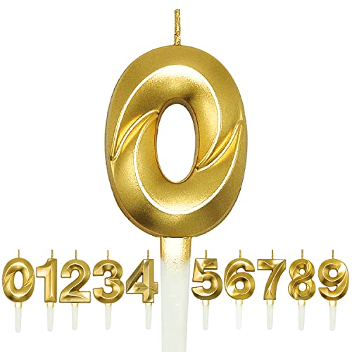 RoserRose Geburtstag Nummer Kerzen, 3D geburtstagskerzen Zahl 0 1 2 3 4 5 6 7 8 9 Glitzer Kuchen Topper Dekoration für Geburtstag Jahrestag Hochzeit Party (gold, 0) von RoserRose