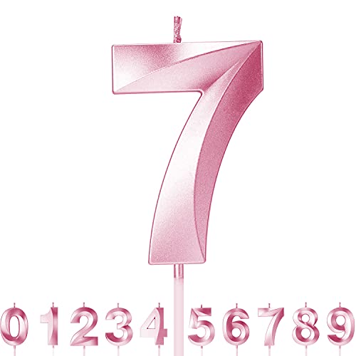 Roserrose Geburtstagskerzen, Zahlen, Geburtstagskerzen, rosa funkelnd, geeignet für Geburtstagsfeiern, Hochzeitstag, Abschlussfeier (7) von RoserRose