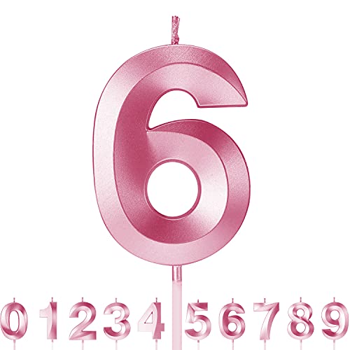 RoserRose Geburtstagskerzen, Geburtstagskerzen, rosa, glitzernd, geeignet für Geburtstagsfeier, Hochzeitstag, Abschlussfeier (6) von RoserRose