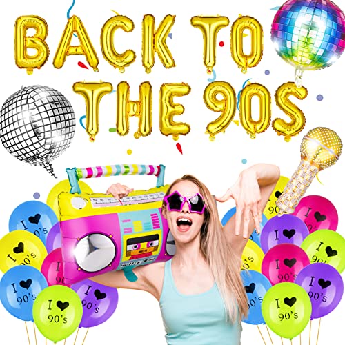 RosewineC 90er Deko,Hip Hop Party Deko 90er Jahre Party, 90er Party Deko,Disco 4D-Kugel,Retro-Radio-Boombox für Hip-Pop-Bachelorette-Party-Zubehör der 1990er Jahre von RosewineC