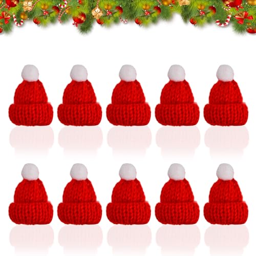 10 Pcs Mini Weihnachtsmütze Mini Strickmützen Puppe Hut Kleine Nikolausmützen Lutscher Mütze Mini Santa Hüte für DIY Weinflasche Abdeckung Hunde Kostüm Christbaumschmuck Handwerk Puppenzubehör (Rot) 10 Pcs Mini Weihnachtsmütze Mini Strickmützen Puppe Hut Kleine Nikolausmützen Lutscher Mütze Mini Santa Hüte für DIY Weinflasche Abdeckung Hunde Kostüm Christbaumschmuck Handwerk Puppenzubehör (Rot) von Roseyan