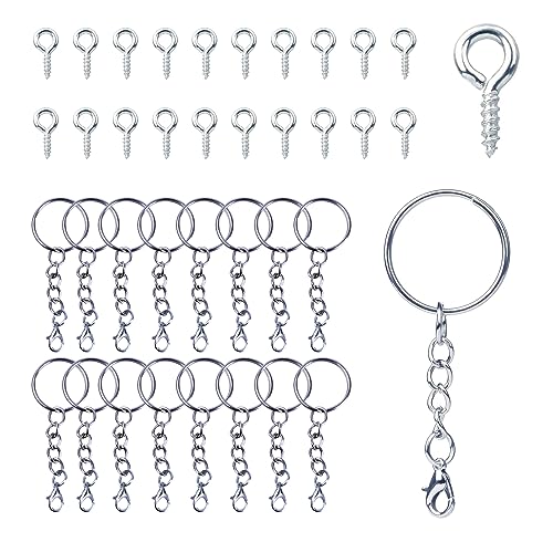 30 Stück Schlüsselanhänger Basteln Set, 25mm Schlüsselanhänger Ring Set Schlüsselring mit Kette,Schrauböse Pins und Schlüsselringe mit Karabinerverschluss zum DIY Basteln und Schmuckherstellung 30 Stück Schlüsselanhänger Basteln Set, 25mm Schlüsselanhänger Ring Set Schlüsselring mit Kette,Schrauböse Pins und Schlüsselringe mit Karabinerverschluss zum DIY Basteln und Schmuckherstellung von Roseyan