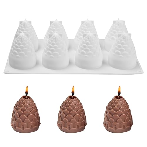 3D Weihnachten Tannenzapfen Silikonform 8 in 1 Tannenzapfen Kerzenform Weihnachten Kerzengießformen Weihnachten Seifengießform für DIY Seife Schokolade Kerzen Duftkerze Weihnachten Handwerk Ornamente von Roseyan