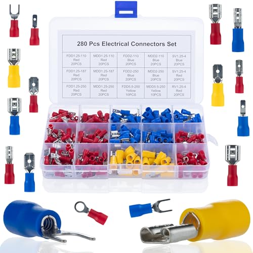Rosfix Elektrischer Steckverbinder-Set – 280-teilig | Isolierte Klemmen in 15 Größen | Wasserdicht und korrosionsbeständig | Elektrische Anschlüsse im Etui Rosfix Elektrischer Steckverbinder-Set – 280-teilig | Isolierte Klemmen in 15 Größen | Wasserdicht und korrosionsbeständig | Elektrische Anschlüsse im Etui von Rosfix