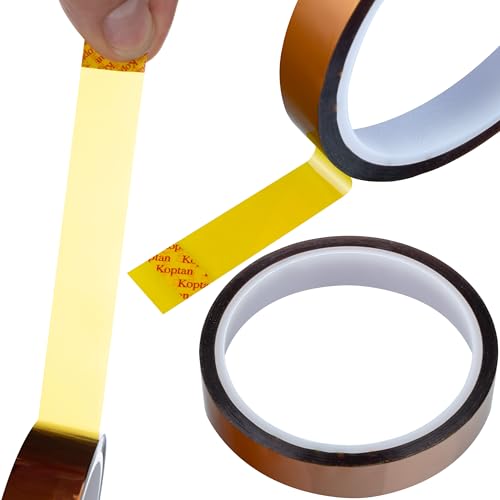 Rosfix Kaptonband 8mm x 30m – Hitzebeständig bis 240°C | Silikonkleber, Stärke 0,05mm | Elektronikschutz, Reparatur, Industrie | Kaptonband von Rosfix