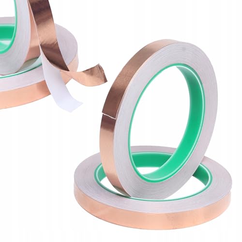 Rosfix Kupferband – Einseitig leitendes Klebeband | 10mm x 50m, 0,05mm Dicke | Für Glasmalerei, EMI-Abschirmung, DIY-Projekte | Technisches DIY-Zubehör von Rosfix