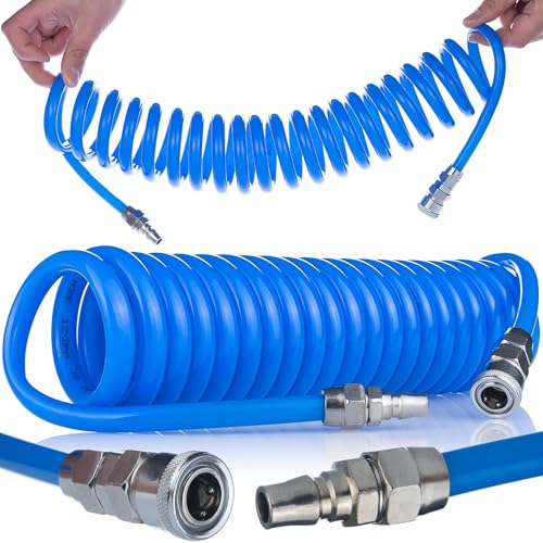 Rosfix Spiralschlauch – Hochwertiger Polyurethan Druckluft Spiralschlauch 8x12mm | 5m Länge, 6-10 Bar | Widerstandsfähig bis -20°C bis +75°C | Pneumatischer Schlauch für Werkstätten. Rosfix Spiralschlauch – Hochwertiger Polyurethan Druckluft Spiralschlauch 8x12mm | 5m Länge, 6-10 Bar | Widerstandsfähig bis -20°C bis +75°C | Pneumatischer Schlauch für Werkstätten. von Rosfix