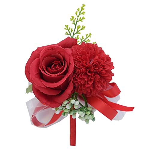 Rosixehird Ansteckblume im Knopfloch - Rose Corsage-Blume | Bräutigam und Trauzeugen Ansteckblume für Hochzeitszeremonie, Jubiläum, formelle Dinnerparty von Rosixehird