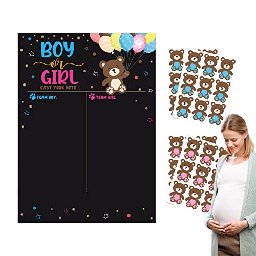 Rosixehird Gender Reveal Games für Gäste, Mädchen oder Junge Geschlecht offenbaren Abstimmungsspiel Poster, Babypar -Foto-Requisiten, Spieldekorationen, Gender Reveal Supplies Kit von Rosixehird