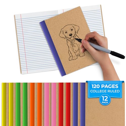 Rosmonde Kraft-Notizbuch, A5, extra Seiten, 120 Seiten (60 Blatt), College-liniert, 8 x 5,7 cm, kleine Kraft-Notizbücher, Regenbogenrücken, Kraft-Notizbuch, Tagebücher für Schule, Zuhause und Büro, 12 von Rosmonde