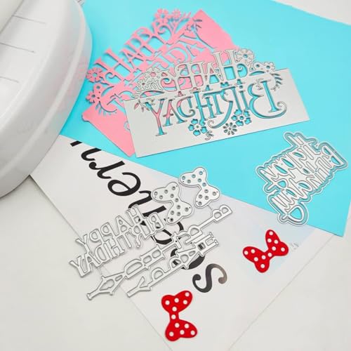 Rosojodg 3 Sets Happy Birthday Metall-Stanzformen, Schmetterling Stanzschablonen Wortprägeschablone für Geburtstagskarten, Scrapbooking, Stanzformen Rosojodg 3 Sets Happy Birthday Metall-Stanzformen, Schmetterling Stanzschablonen Wortprägeschablone für Geburtstagskarten, Scrapbooking, Stanzformen von Rosojodg