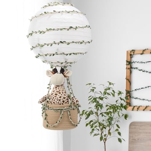 Rossesay Safari Heißluftballon-Dekoration, handgefertigt, Dschungel-Heißluftballon, Kinderzimmer, Dekoration, Lampenschirm, Kinderzimmer, Lampenschirm, inklusive Giraffe für hängende Zimmer Rossesay Safari Heißluftballon-Dekoration, handgefertigt, Dschungel-Heißluftballon, Kinderzimmer, Dekoration, Lampenschirm, Kinderzimmer, Lampenschirm, inklusive Giraffe für hängende Zimmer von Rossesay