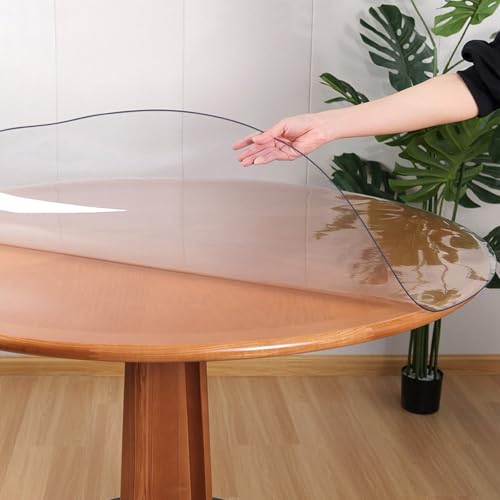 RostiKong 86,4 cm runder transparenter Kunststoff-Esstischschutz, PVC-Tischdecke, abwischbar, wasserdicht, für Küche, Zimmer, Kaffee, Schreibtisch, Schreibunterlage von RostiKong