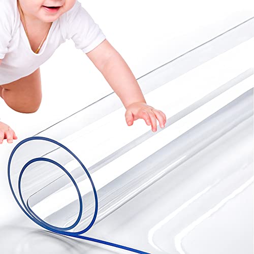 RostiKong Rechteckige Tischunterlage, transparent, 1,5 mm dick, Vinyl-Tischplattenschutz, 111,8 x 183,9 cm, transparente Schreibtischunterlage, Möbelschutz, wasserdichte Kunststoff-Vinyl-Tischdecke von RostiKong