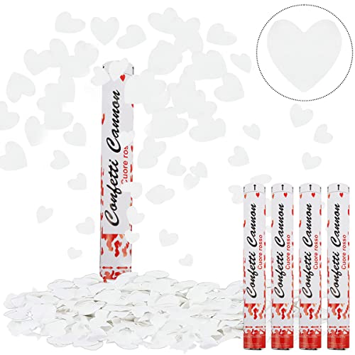 Konfettikanone Hochzeit, RosyFate 4 x Konfettikanonen Herzen Weiß, Konfetti Shooter 40cm, 6-10m Effekthöhe, Party Popper für Hochzeit & Verlobung Konfettikanone Hochzeit, RosyFate 4 x Konfettikanonen Herzen Weiß, Konfetti Shooter 40cm, 6-10m Effekthöhe, Party Popper für Hochzeit & Verlobung von RosyFate