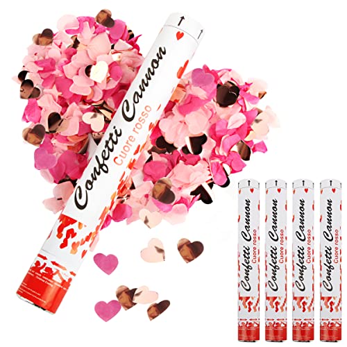 Konfettikanone Hochzeit, RosyFate 4 x Konfettikanonen Herzen Rosegold, Konfetti Shooter 40cm, 6-10m Effekthöhe, Party Popper für Hochzeit & Verlobung Konfettikanone Hochzeit, RosyFate 4 x Konfettikanonen Herzen Rosegold, Konfetti Shooter 40cm, 6-10m Effekthöhe, Party Popper für Hochzeit & Verlobung von RosyFate