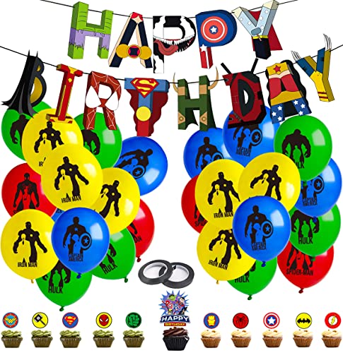 Luftballons, RosyFate 48 Stück Luftballons Geburtstag, Superhelden Luftballons, Luftballon Girlande Geburtstagsdeko, Avengers Geburtstag Deko Luftballons, Avengers Happy Birthday Girlande von RosyFate