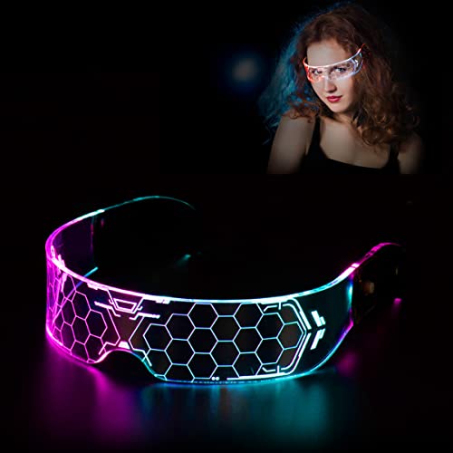 RosyFate Bunte Leuchtbrille, Led Brille Party, Led Leuchtende Brille, Blinkende Brille, Multi-Effekte Wie Buntes Dauerlicht, Farbwechselndes Blinken, Burst-Blinken Usw von RosyFate