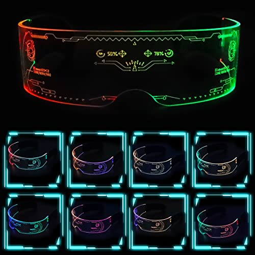 RosyFate Led Brille, Leuchtende Brille Led, Bunte Leuchtbrille, Led Brille Party, Euchtende Brille Led, Blinkende Brille, Cyberpunk Brille, Led Brillen für Party, Konzert, Bar, Versammlungen von RosyFate