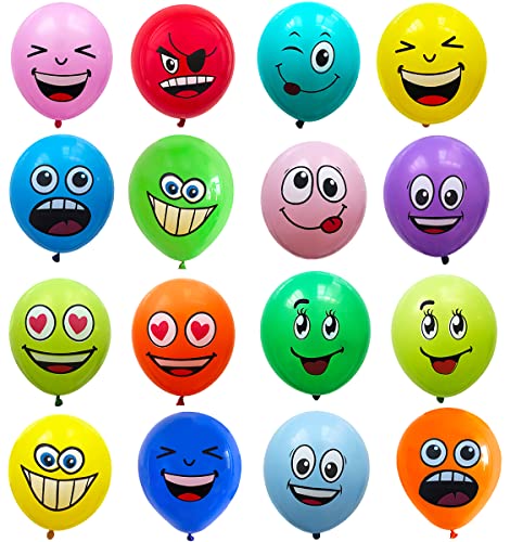 Smiley Luftballons, RosyFate 100 Latex Luftballons Geburtstag Smiley, Verschiedene Miene Laune Ballons, Party Balloons Set, für Geburtstagsfeier Hochzeit Party Veranstaltungen Dekoration (B) von RosyFate