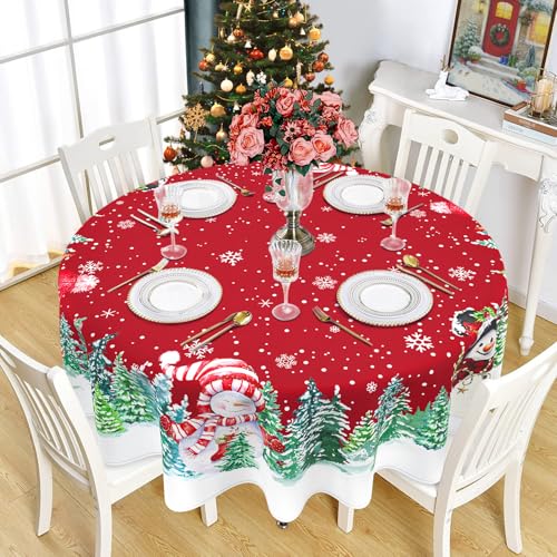 Weihnachtliche Schneemann-Tischdecke, wasserdicht, für Winter, Weihnachten, Küche, Tischdekoration für Esszimmer, Urlaub, Party, 152,4 x 152,4 cm, rund Weihnachtliche Schneemann-Tischdecke, wasserdicht, für Winter, Weihnachten, Küche, Tischdekoration für Esszimmer, Urlaub, Party, 152,4 x 152,4 cm, rund von Roszwtit