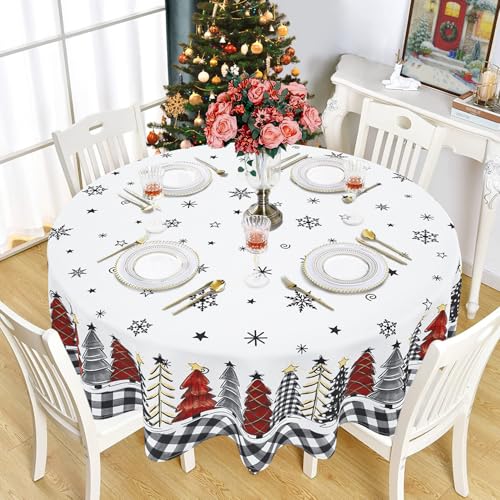 Weihnachtsbaum-Tischdecke, Frohe Weihnachten, wasserdicht, Winter, Weihnachten, Küche, Tischdekoration für Esszimmer, Urlaub, Party, 152,4 x 152,4 cm, rund Weihnachtsbaum-Tischdecke, Frohe Weihnachten, wasserdicht, Winter, Weihnachten, Küche, Tischdekoration für Esszimmer, Urlaub, Party, 152,4 x 152,4 cm, rund von Roszwtit