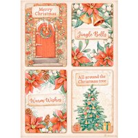 Motiv-Strohseide "All around Christmas - Karten" von Rot