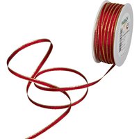 Taftband, Breite 5 mm - Rot/Gold von Rot