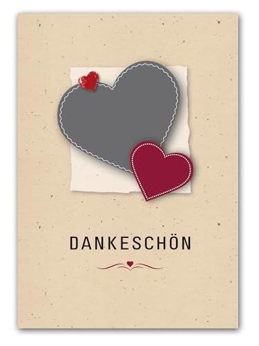 RotfuchsDesign – 3 Dankeschön-Karten mit Herz Dankeskarten Danksagung mit Umschlägen Klappkarte Herz Danke sagen Blanko DIN A6 Hochzeit Taufe Geburtstag Jubiläum Feier Konfirmation Kommunion von RotfuchsDesign