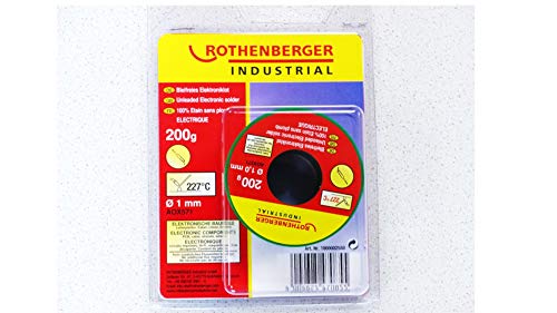 ROTHENBERGER Industrial bleifreies Elektroniklot 200 g | 1 mm Ø | Zusammensetzung: Zinn 99%, Kupfer 1% | 1000002550 von Rothenberger