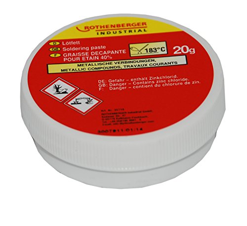 ROTHENBERGER Industrial Lötfett 20 g | Weichlöten von Weißblech, Stahlblech, Kupfer und Messing | zum Verzinnen von Kupferdrähten | 035718E von Rothenberger