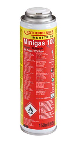 ROTHENBERGER Industrial Minigas Gaskartusche 150 ml / 85 g | 7/16“ EU | Gasgemisch: 30% Propan, 70% Butan | 35504 von Rothenberger