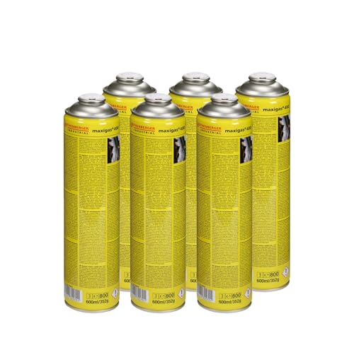 ROTHENBERGER Industrial 6x Maxigas 400, 600ml, 7/16"-EU, Hartlötgas, Gaskartusche, Gaslöten, Löten, Schweißen, Schweißgas 35570 ROTHENBERGER Industrial 6x Maxigas 400, 600ml, 7/16"-EU, Hartlötgas, Gaskartusche, Gaslöten, Löten, Schweißen, Schweißgas 35570 von Rothenberger
