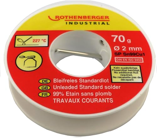 ROTHENBERGER Industrial Bleifreies Standardlot 70g | Zusammensetzung: Zinn 99%, Kupfer 1% | Elektrotechnik | 1000002354 von Rothenberger