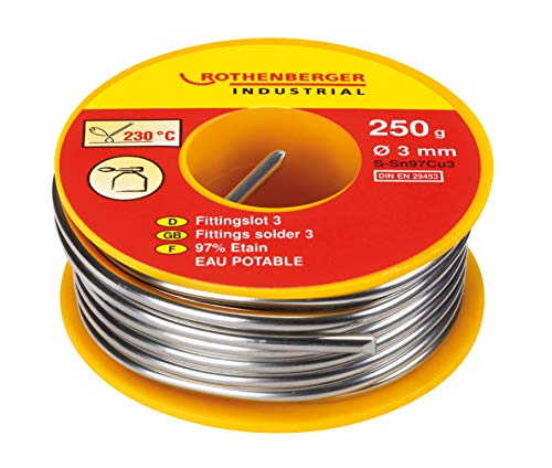 ROTHENBERGER Industrial Fittingslot 3 | 250 g | Heizungs & Trinkwasser Rohre | Zusammensetzung: Zinn 97%, Kupfer 3% | 045255E von Rothenberger