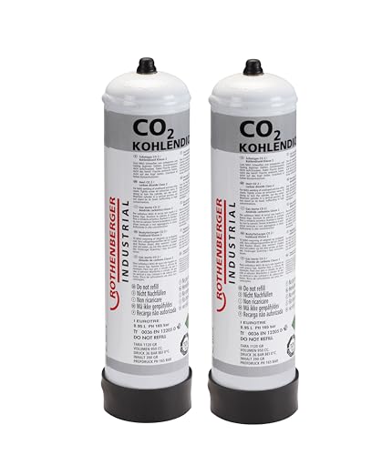 ROTHENBERGER Industrial Kohlendioxid CO2 | 2 x Schutzgas-Stahl-Einwegflasche 950 ml | Fülldruck 36 bar dadurch 34,2 Liter | M 10 x 1 | MAG Schweißen 35776 von Rothenberger
