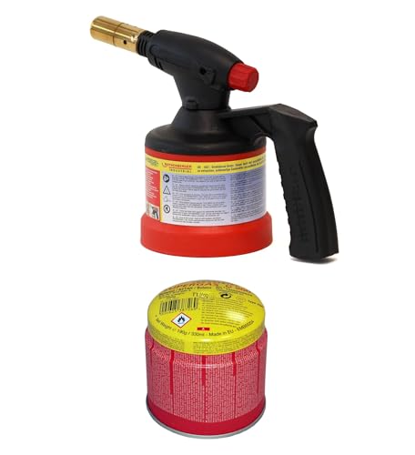 ROTHENBERGER Industrial Lötlampe Premium inkl. Piezo Zündung | löten | lötbrenner | bunsenbrenner | inkl. 1 C200 Supergas Stechgaskartusche von Rothenberger