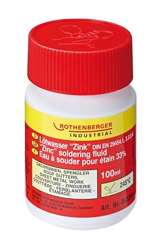ROTHENBERGER Industrial Lötwasser Zink 100 ml | Flussmittel zum Weichlöten von Titanzink, verzinktem Stahlblech, Feinzink | 45264 von Rothenberger