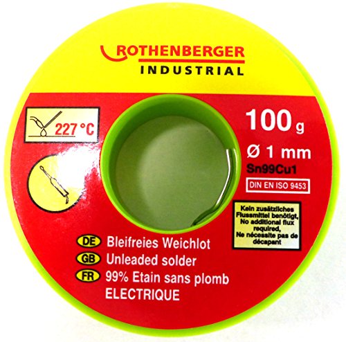 ROTHENBERGER Industrial bleifreies Weichlot 100g | für Kabel, Kupferlitzen, Platinen, Drähte, Metallrohre | 1000001887 von Rothenberger