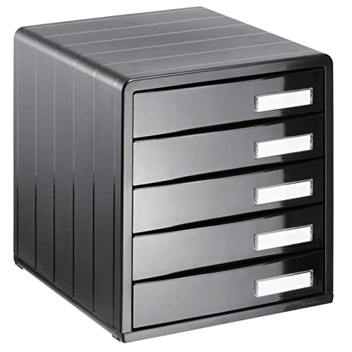 Rotho Timeless Schubladenbox / Bürobox mit 5 Schüben, Kunststoff (PS) BPA-frei, anthrazit, (34.5 x 29.0 x 32.0 cm) von Rotho