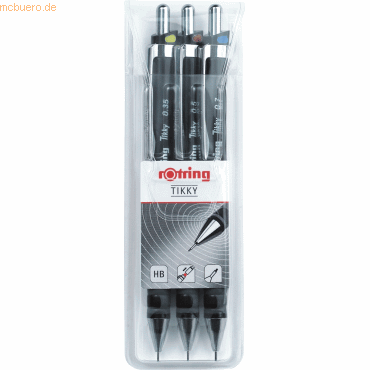 Rotring Feinminenstift Tikky 3er-Set 0,35;0,50; 0,70 schwarz von Rotring