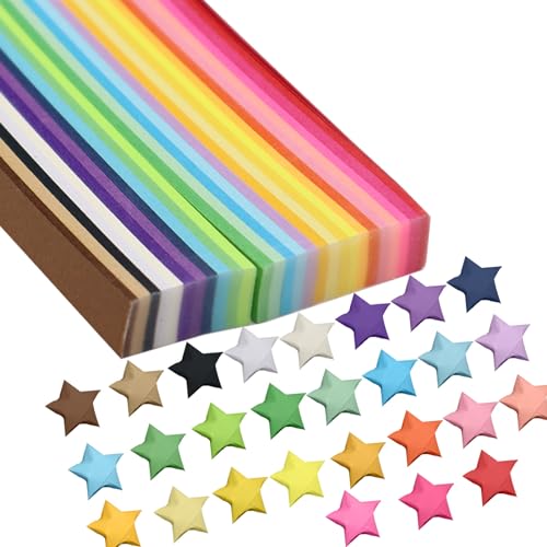 1080 Blatt Faltpapier-Sternstreifen, 27 einfarbige Farben, doppelseitiges Origami-Stern-Papier, Pastellfarben, für Stressabbau, Bastelarbeiten, 27 Stück 1080 Blatt Faltpapier-Sternstreifen, 27 einfarbige Farben, doppelseitiges Origami-Stern-Papier, Pastellfarben, für Stressabbau, Bastelarbeiten, 27 Stück von Roucerlin
