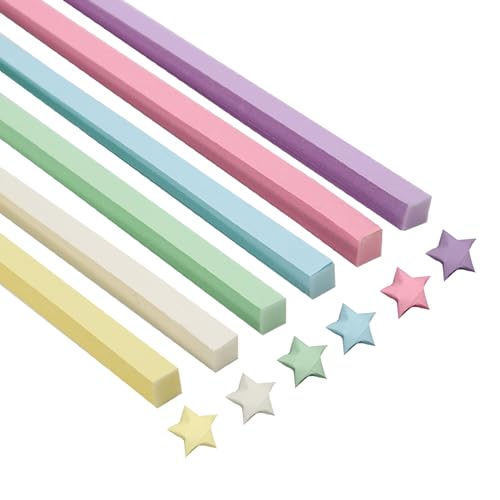 Origami-Streifen, faltbar, 6 einfarbige Farben, doppelseitig, Pastell-Stern-Papier für Stressabbau, Basteln, 1080 Blatt (6) von Roucerlin
