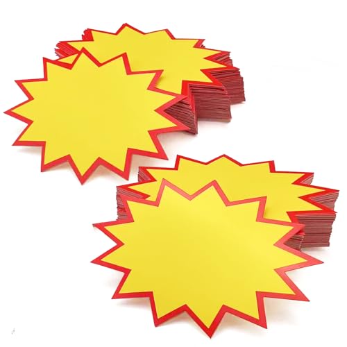 200 Packungen 16,8 x 13 cm fluoreszierende Sternen-Schilder, Papier, Stern-Burst-Verkaufsschilder für Einzelhandel, sternförmige Preisschilder, Etiketten für Geschäft, Garage, Hof, Preisgestaltung 200 Packungen 16,8 x 13 cm fluoreszierende Sternen-Schilder, Papier, Stern-Burst-Verkaufsschilder für Einzelhandel, sternförmige Preisschilder, Etiketten für Geschäft, Garage, Hof, Preisgestaltung von Roucerlin