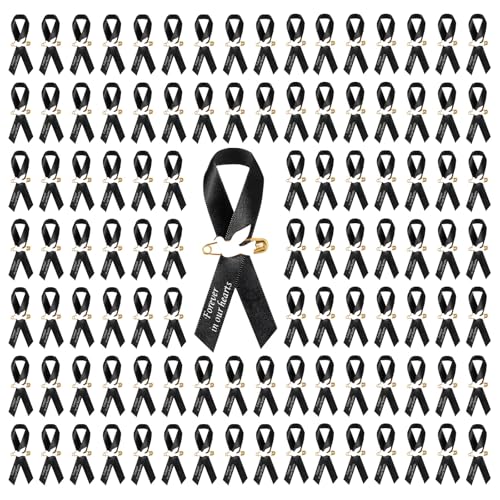 50 Stück Tauben-Beerdigungsband, schwarzes Gedenkband, Beerdigungsbandnadeln, klassischer Gedenkdienst, Respekt, Meditation, Schleife für Trauer, Gedenktag, Veranstaltung, Gastgeschenke (schwarz) von Roucerlin