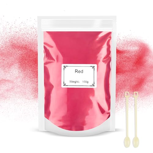 Epoxidharz Farbe Mica Pulver 100g, Metallic Farbe Resin Pulverfarbe Geeignet für Seifenfarbe, Lipgloss, Nagellack, Make-up, Epoxidharz, Kerzenherstellung, Badebombe, Schleim (Rot)… von Rouclo