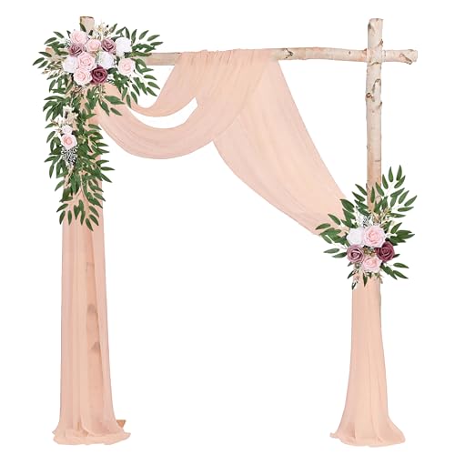0.75x8M Hochzeitsbogen Traubogen Vorhang Hochzeit Tüll Deko Bogen Schärpen für Hochzeitsdekoration Fotografie Party Hochzeit Torbogen Zeremonie Stuhl Dekoration (Champagner) von Rouhuhura