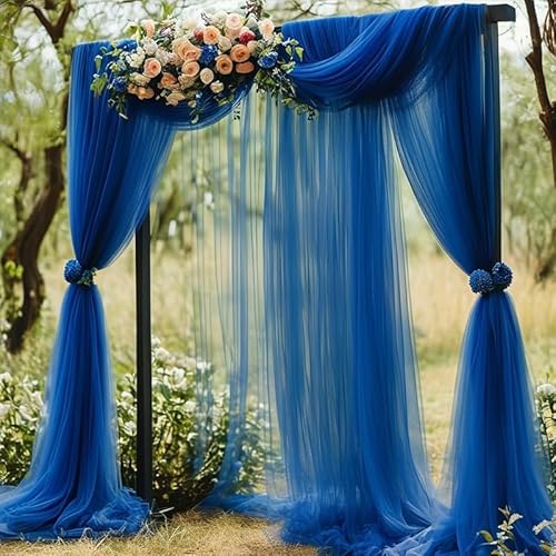 Rouhuhura 0.75x8M Hochzeitsbogen Traubogen Vorhang Hochzeit Tüll Deko Bogen Schärpen für Hochzeitsdekoration Fotografie Party Hochzeit Torbogen Zeremonie Stuhl Dekoration (Dunkelblau) von Rouhuhura